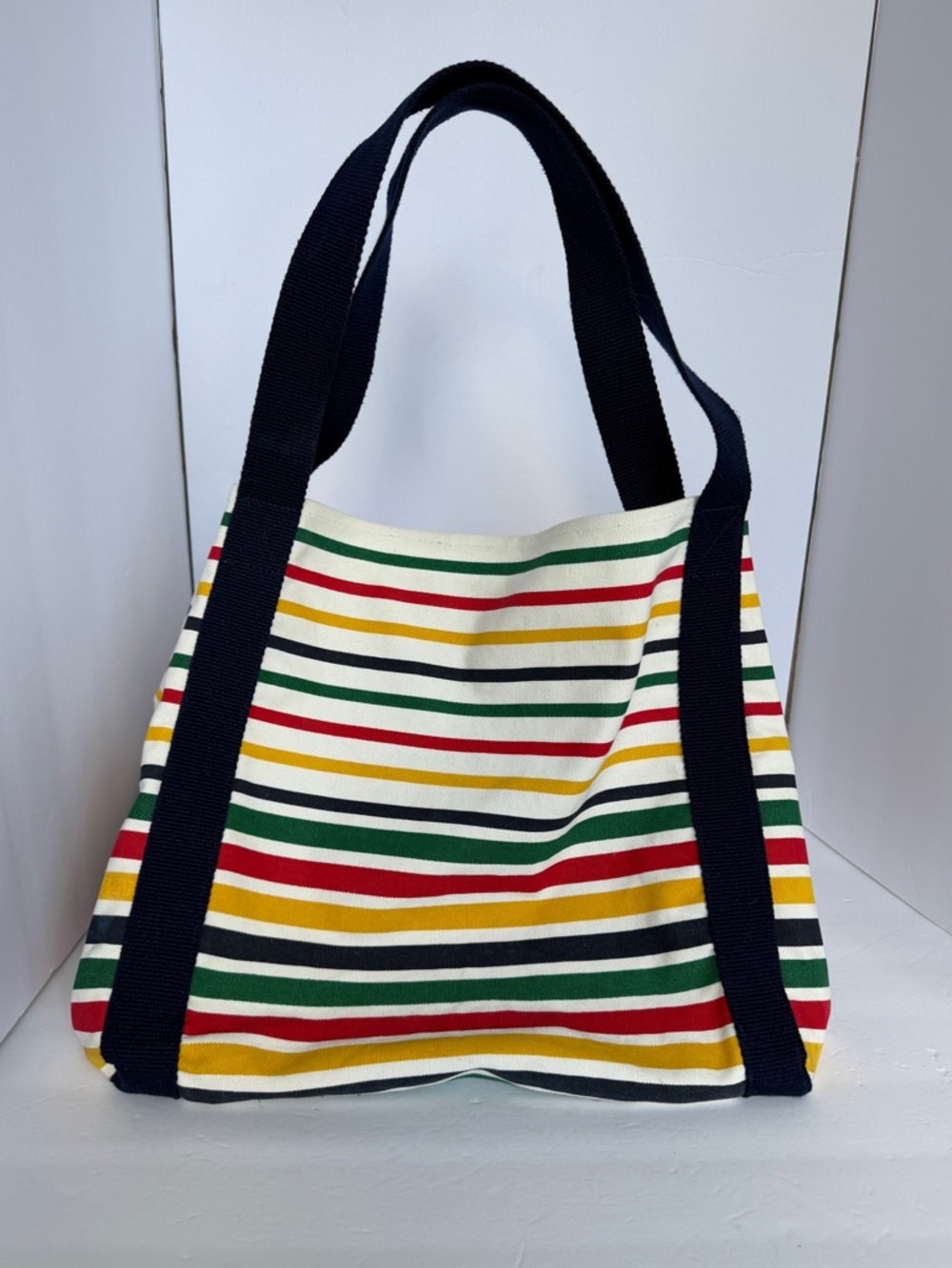 HBC Hudsons Bay Company Signature Stripes Large Canvas Tote Weekender Travel Bag
